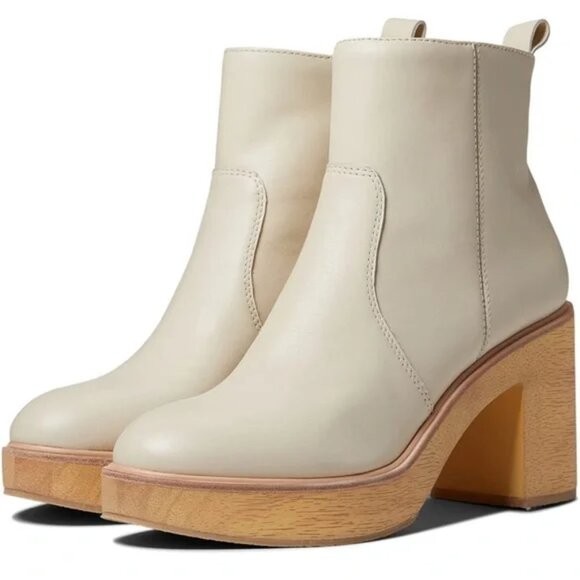NEW DOLCE VITA Cecile Leather Heel Booties ivory for women 563tn - Picture 1 of 7